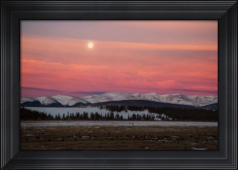 Framed Full Moon And Alpenglow Above Mosquito Range Print