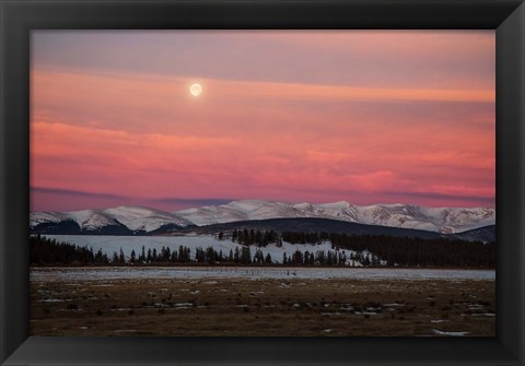 Framed Full Moon And Alpenglow Above Mosquito Range Print