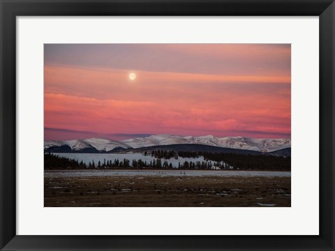 Framed Full Moon And Alpenglow Above Mosquito Range Print