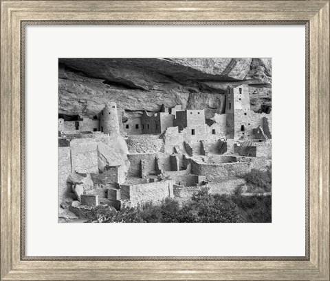 Framed Cliff Palace, Mesa Verde, Colorado (BW) Print