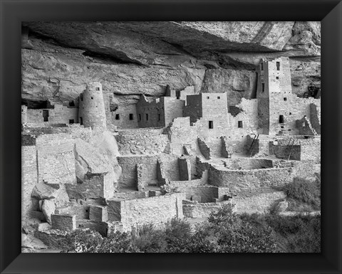 Framed Cliff Palace, Mesa Verde, Colorado (BW) Print