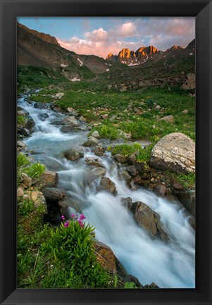 Framed Rocky Mountain Sunset In The American Basin Print