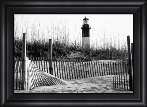 Framed Tybee Island Lighthouse, Savannah, Georgia (BW) Print