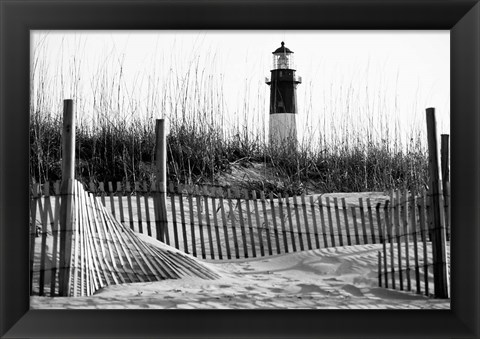 Framed Tybee Island Lighthouse, Savannah, Georgia (BW) Print