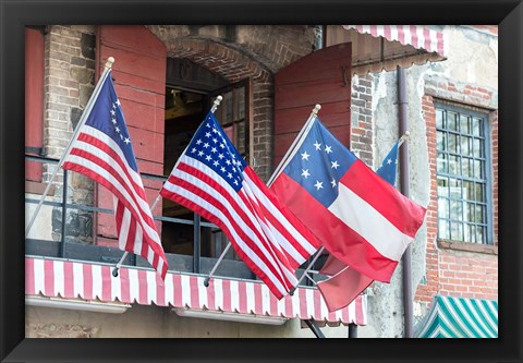 Framed River Street Flags, Savannah, Georgia Print