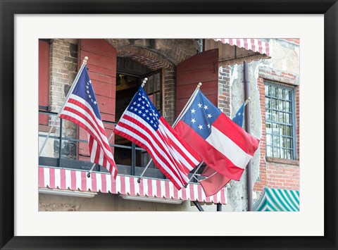 Framed River Street Flags, Savannah, Georgia Print