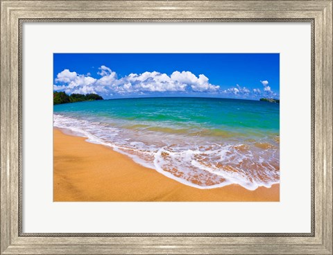Framed Blue Waters On Hanalei Bay, Island Of Kauai, Hawaii Print
