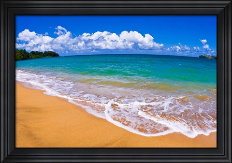 Framed Blue Waters On Hanalei Bay, Island Of Kauai, Hawaii Print