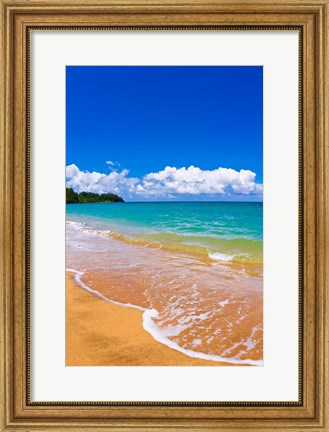 Framed Hanalei Bay, Island Of Kauai, Hawaii Print