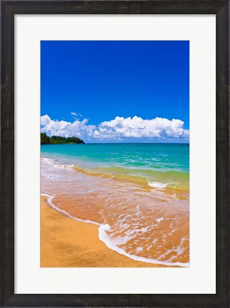 Framed Hanalei Bay, Island Of Kauai, Hawaii Print