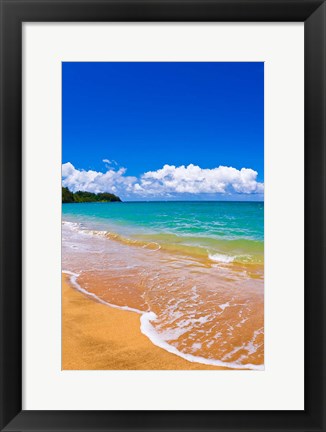 Framed Hanalei Bay, Island Of Kauai, Hawaii Print