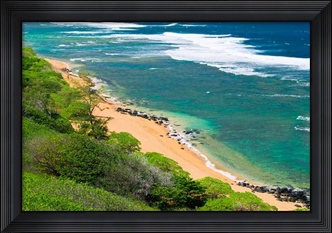 Framed Larsen&#39;s Beach, North Shore, Island Of Kauai, Hawaii Print