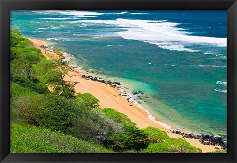 Framed Larsen&#39;s Beach, North Shore, Island Of Kauai, Hawaii Print