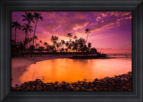 Framed Sunset Over Pu&#39;uhonua O Honaunau National Historic Park, Hawaii Print