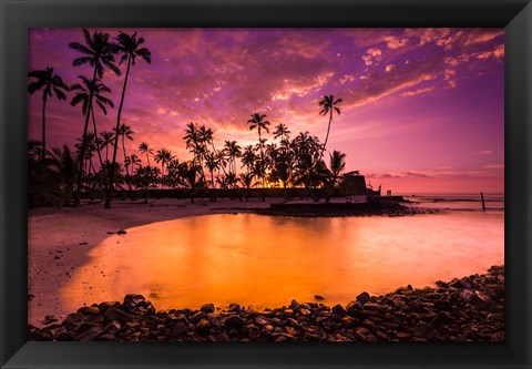 Framed Sunset Over Pu&#39;uhonua O Honaunau National Historic Park, Hawaii Print