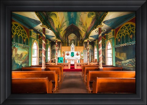 Framed Interior Of St Benedict&#39;s Painted Church, Hawaii Print