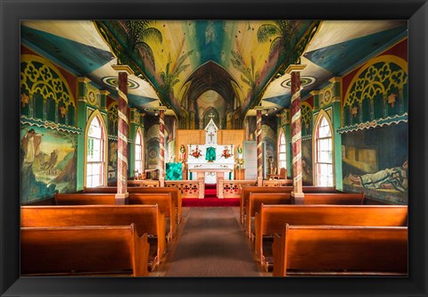 Framed Interior Of St Benedict&#39;s Painted Church, Hawaii Print