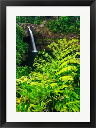 Framed Rainbow Falls, Wailuku River State Park, Hawaii Print