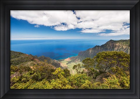 Framed Landscape View From Kalalau Lookout, Hawaii Print