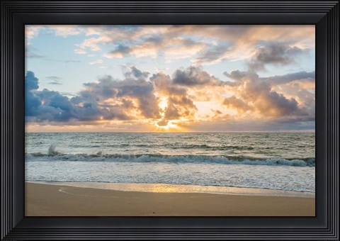 Framed Kealia Beach Sunrise, Kauai, Hawaii Print