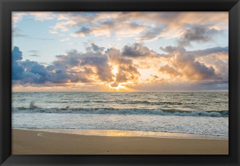 Framed Kealia Beach Sunrise, Kauai, Hawaii Print