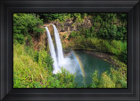 Framed Rainbow In Wailua Falls, Kauai, Hawaii Print