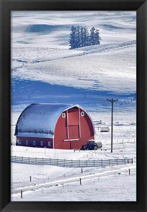 Framed Snow-Covered Barn, Idaho Print