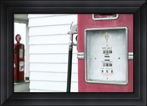 Framed Antique Gas Pump, Route 66 Print