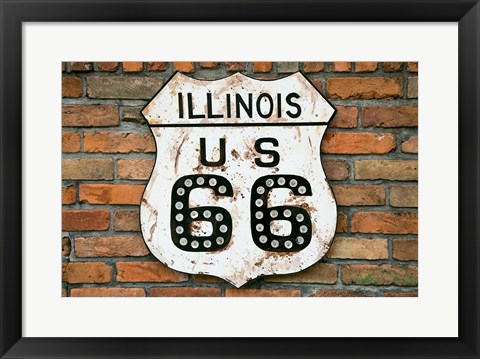 Framed Dirty Illinois Route 66 Sign Print