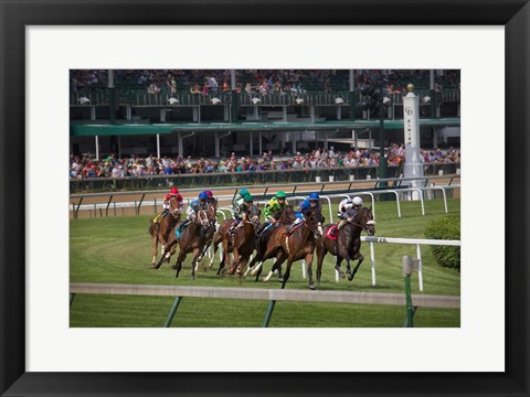 Framed Horses Racing On Turf At Churchill Downs, Kentucky Print