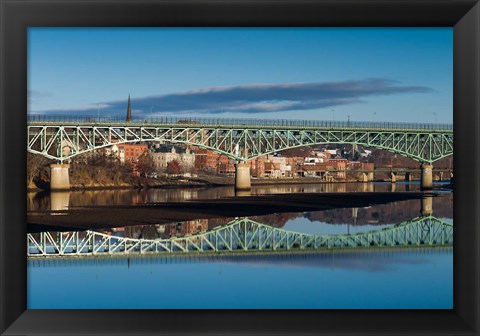 Framed Western Avenue Bridge And Kennebec River, Maine Print