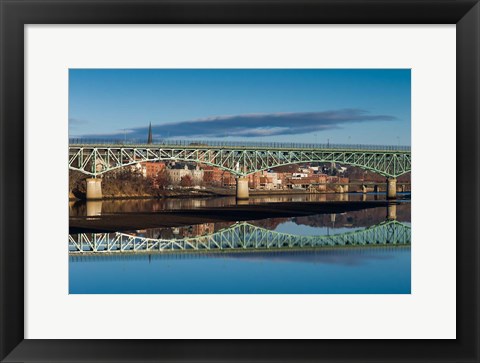 Framed Western Avenue Bridge And Kennebec River, Maine Print