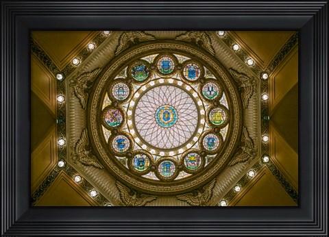 Framed Rotunda Ceiling, Massachusetts State House, Boston Print