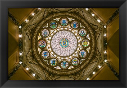 Framed Rotunda Ceiling, Massachusetts State House, Boston Print