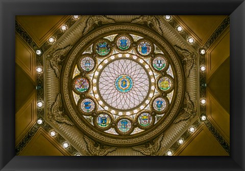 Framed Rotunda Ceiling, Massachusetts State House, Boston Print