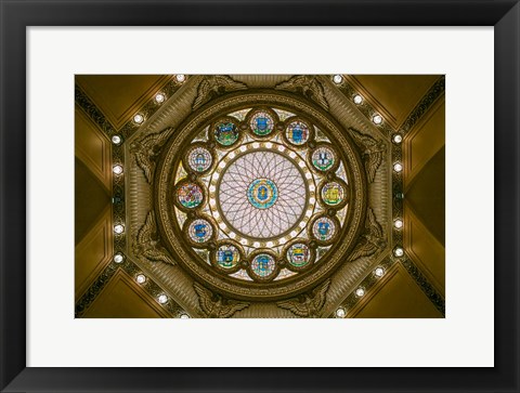 Framed Rotunda Ceiling, Massachusetts State House, Boston Print