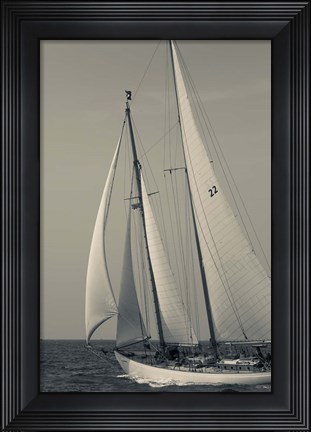 Framed Schooner #22 Sailing, Massachusetts (BW) Print
