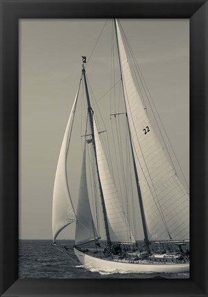 Framed Schooner #22 Sailing, Massachusetts (BW) Print