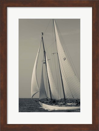 Framed Schooner #22 Sailing, Massachusetts (BW) Print