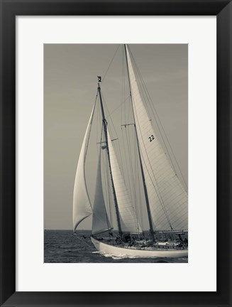 Framed Schooner #22 Sailing, Massachusetts (BW) Print