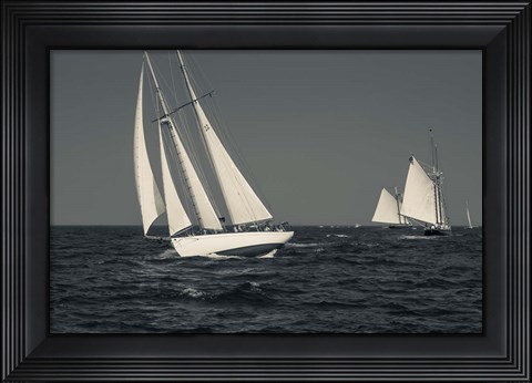 Framed Schooner&#39;s Sailing In Cape Ann (BW) Print