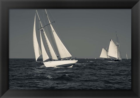 Framed Schooner&#39;s Sailing In Cape Ann (BW) Print