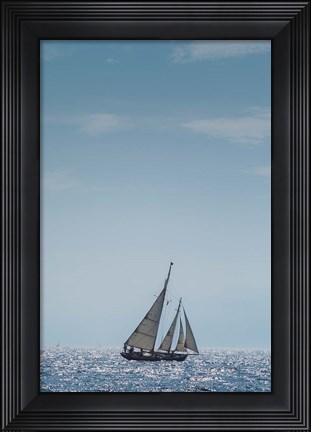 Framed Single Schooner In Cape Ann, Massachusetts Print