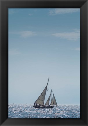 Framed Single Schooner In Cape Ann, Massachusetts Print