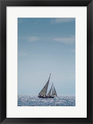 Framed Single Schooner In Cape Ann, Massachusetts Print