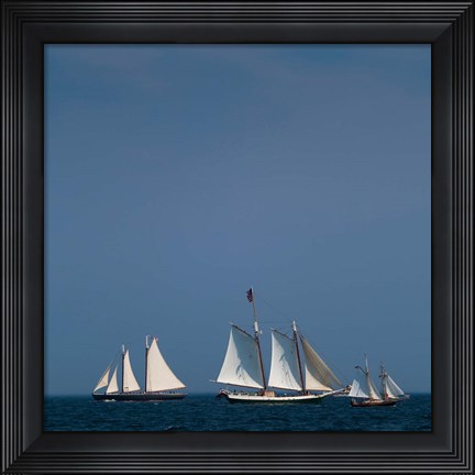 Framed Three Schooners Sailing In Cape Ann Print