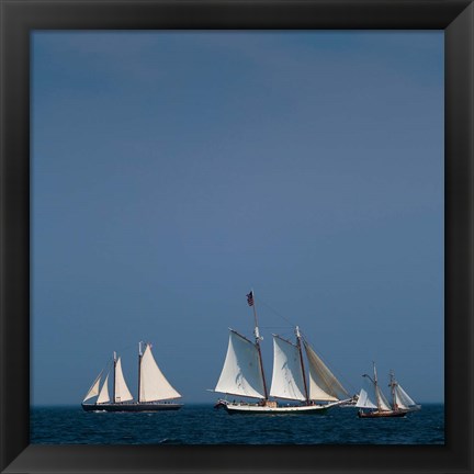 Framed Three Schooners Sailing In Cape Ann Print