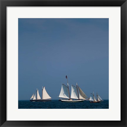 Framed Three Schooners Sailing In Cape Ann Print