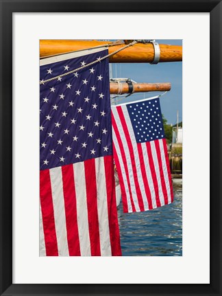 Framed US Flag At The Annual Schooner Festival Print