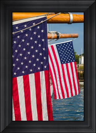 Framed US Flag At The Annual Schooner Festival Print